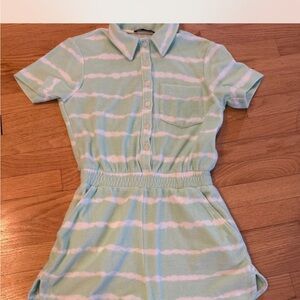 Zara Mint Green and White Striped Dress